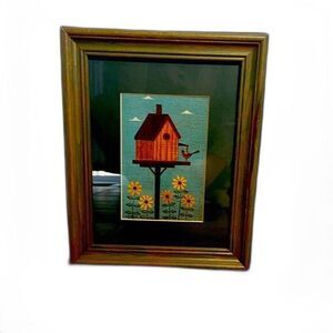 Warren Kimble Seasonal Birdhouses Framed Prints Set of 2 American Folk Art